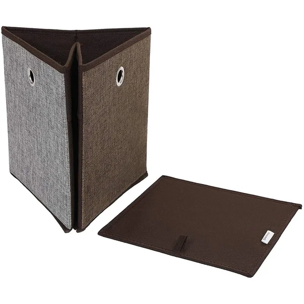 Clothes Storage Box with Fabric Wrapping, Set of 4, Brown and Gray