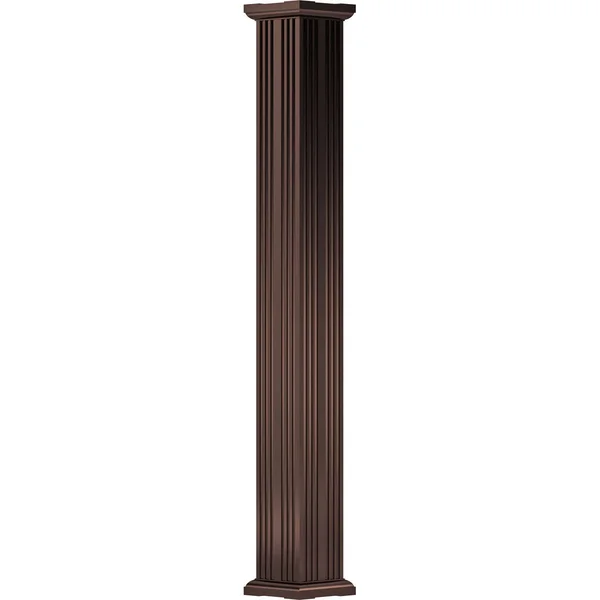 4x22 x 10& Endura-Aluminum Column - Square Shaft (FOR Post Wrap Installation), Non-Tapered, Fluted, Textured Bronze Finish w/ Cap