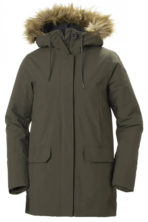 Helly Hansen Classic Parka Green - Womens Casual Jacket, Size L - Color Beluga