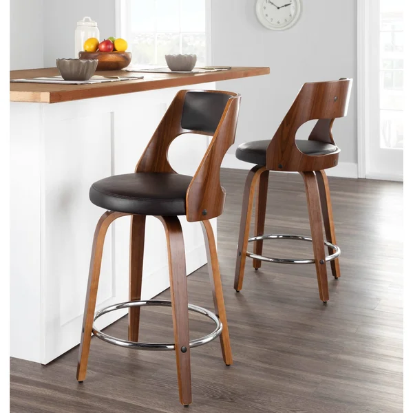 Carson Carrington Alingsas Mid-Century Modern Counter Stool (Set of 2) - N/A, Brown