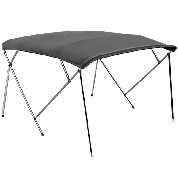 North East Harbor 4 Bow Boat Bimini Top Cover Gray with Rear Support Poles and Zippered Boot Fits 67 inch-72 inch Width Beam V-H