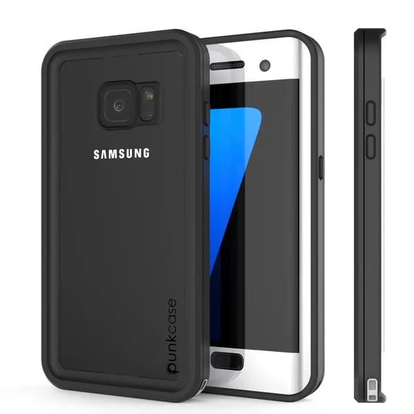 Galaxy S7 Edge Waterproof Case - Punkcase [Extreme Series] [Slim Fit] Armor Cover w/ Built in Screen Protector [Black] - Black
