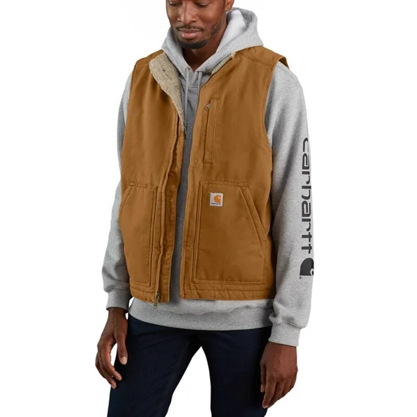 Carhartt Men's Sherpa Lined Mock Neck Vest, Gravel, XL