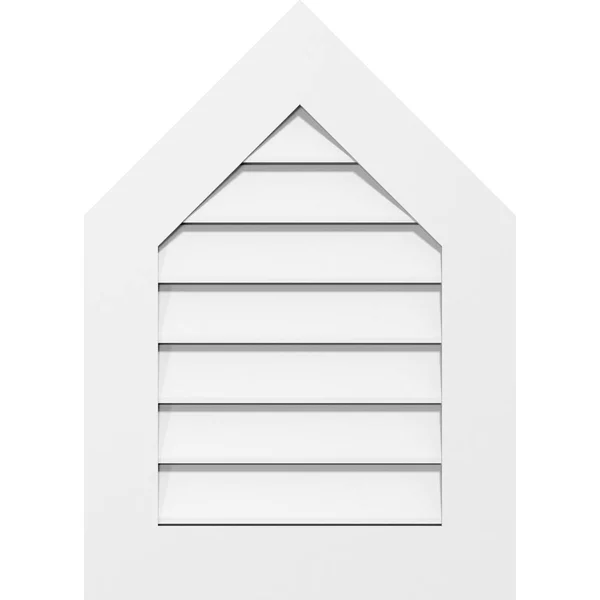 Ekena Millwork GVPPE34X2601SF-14 34x22W x 26x22H Peaked Top Surface Mount PVC Gable Vent 14/12 Pitch: Functional - w/ 3-1/2x22W x