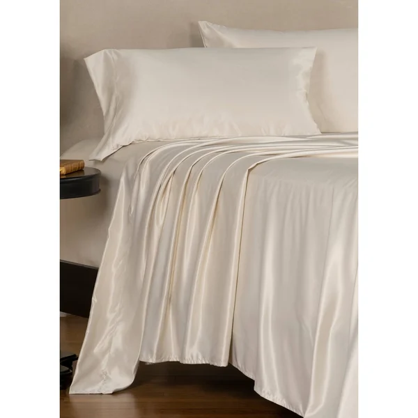 Copper Grove Clifton Luxury Satin Bed Sheet Set - Oat - Queen