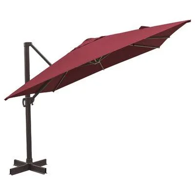 Arlmont & Co. Deluxe 10x10 Feet Outdoor Square Cantilever Umbrella - Patio Offset Hanging Umbrella with Crank Lift, Cross Bas