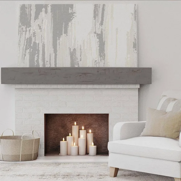 Ekena Millwork MANUHH06X08X60HD 6x22H x 8x22D x 60x22W Hand Hewn Faux Wood Fireplace Mantel, Natural Honey Dew