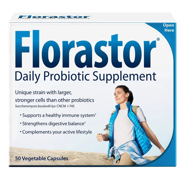 Florastor Daily Probiotic Supplement for Men & Women, 250 mg, 50 Capsules