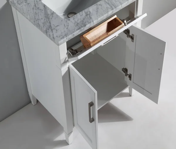 Vanity Art 24 inch Single Sink Bathroom Vanity Set with Carrara Marble Vanity top., White