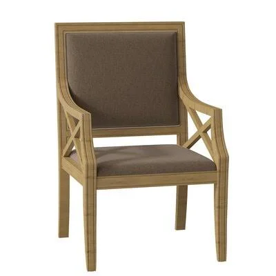 Gramercy Upholstered King Louis Back Arm Chair Fairfield Chair Body Fabric: 3158 Bamboo - Frame Color: Hazelnut