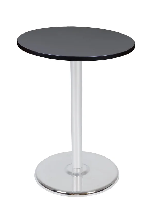 Regency Via Cafe High 30x22 Round Platter Base Table- Grey/Chrome
