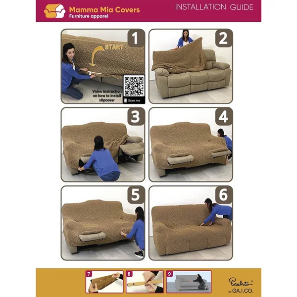 3 Seater Recliner Slipcover - Jacquard 3D Collection Beige Vento