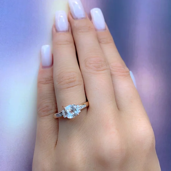 Miadora 10K Rose Gold Created White Sapphire and Diamond Accent Engagement Ring - 7