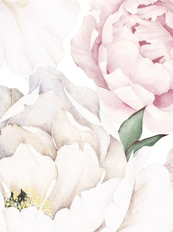 Peony Flower Mural Wall Art Peel and Stick Wallpaper - Pink