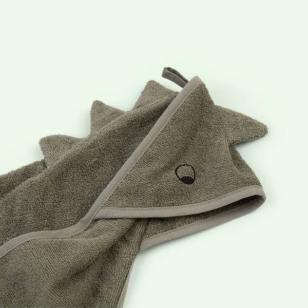 Liewood Albert Hooded Towel Dino/Faune - Kids - Towels and Capes - Green, 70 x 70 cm