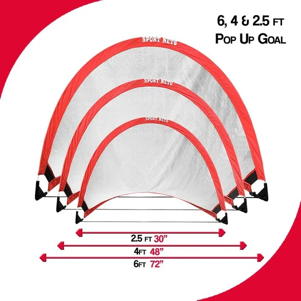 Sport Nets Portable Pop-Up Soccer Goals -Set of Two Portable Soccer Nets with Carry Bag (4 Foot)