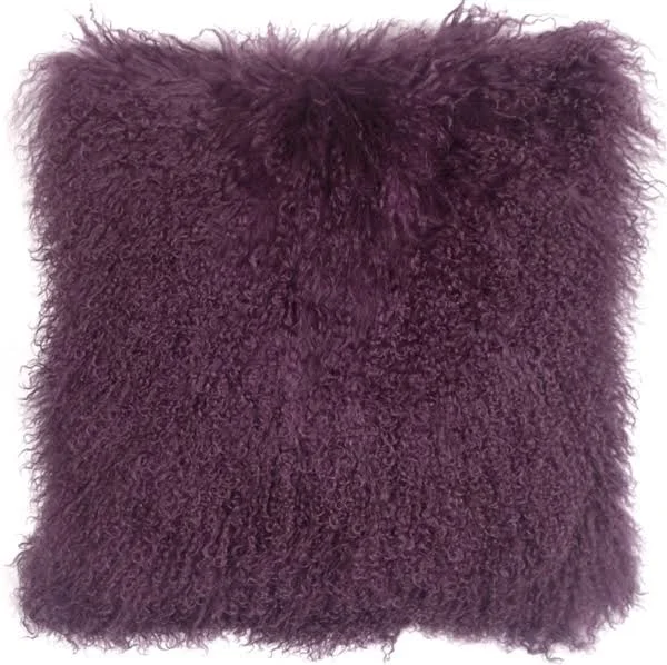 Mongolian Sheepskin Purple Throw Pillow