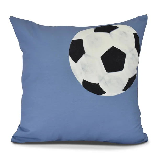 Contemporary Home Living 18x22 Blue - White, and Black Throw Pillow with Soccer Ball Design - Down Alternative Filler