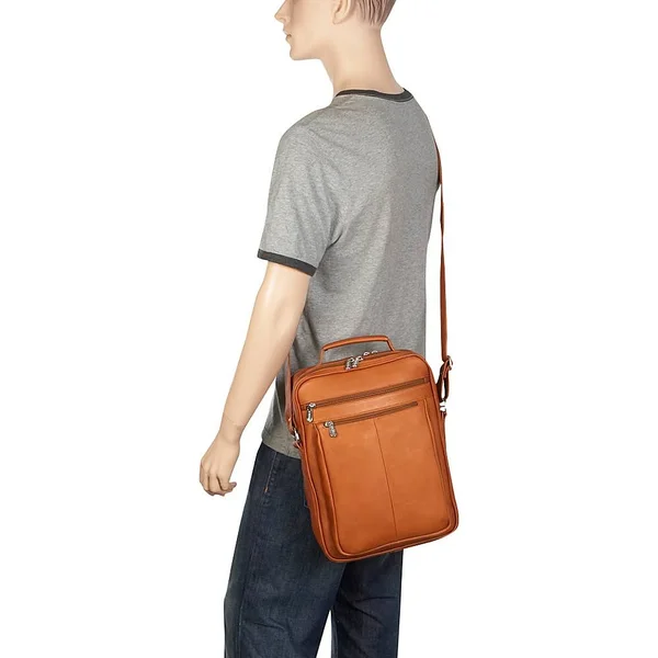 Piel Leather Laptop Shoulder Bag (saddle)