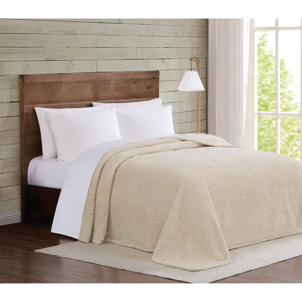 Porch & den Anton Sherpa Blanket - Twin/TXL - Olive Green