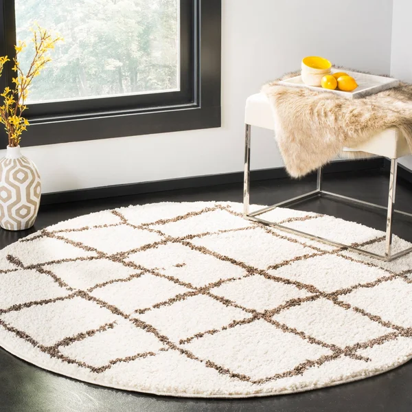 Safavieh Berber Shag BER162C Cream - Light Grey Rug 5&1x22 x 5&1x22 Round