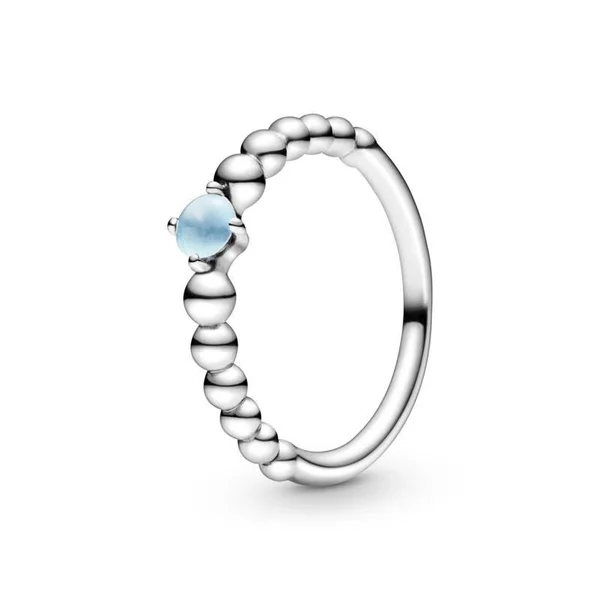 Pandora December Sky Blue Beaded Ring 56