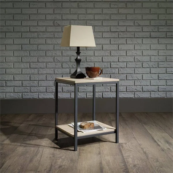 Home Square 4 Piece Living Room Set with Storage TV Stand - Coffee Table, and Set of 2 End Tables in Charter Oak