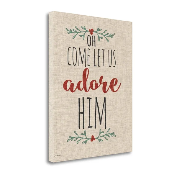 Tangletown Fine Art Adore Him Linen by Jo Moulton Canvas Wall Art Rustic