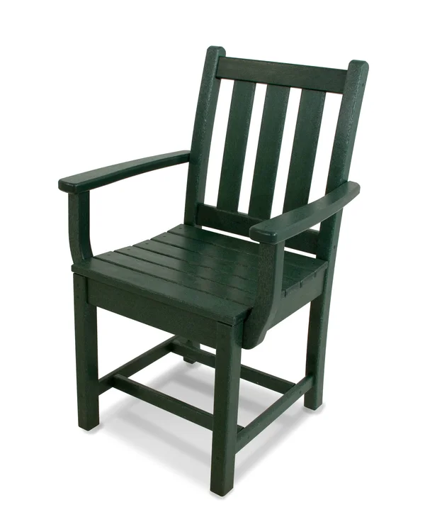 POLYWOOD Green Traditional Garden Dining Arm Chair - 17" x 17" x 16.5"