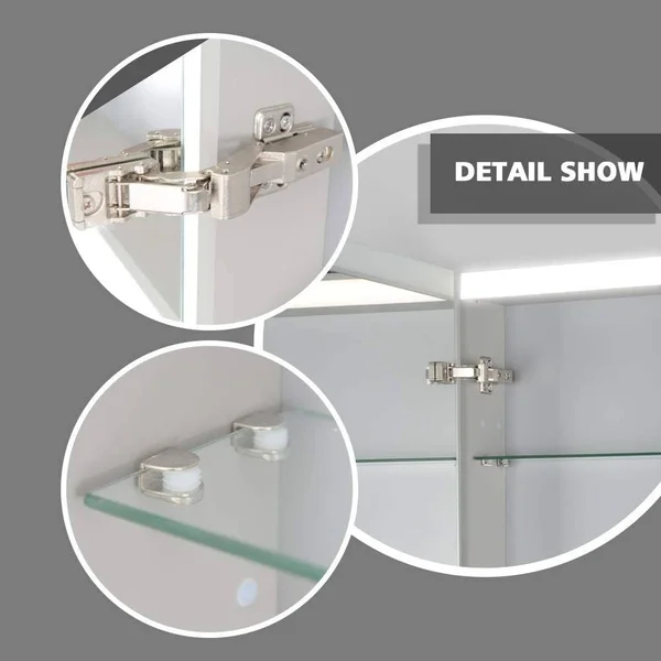 24''x 30''LED Bathroom Medicine Cabinet with Mirror, Intelligent Switch, Aluminum Frame, Surface Mounting only.(Door Left Open)