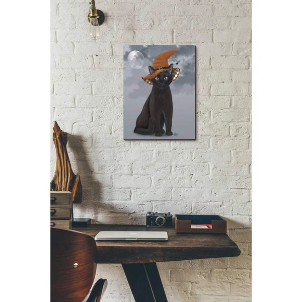Epic Graffiti &Halloween Black Cat in Witches Hat& by Fab Funky Canvas Wall Art, 18x22x26x22