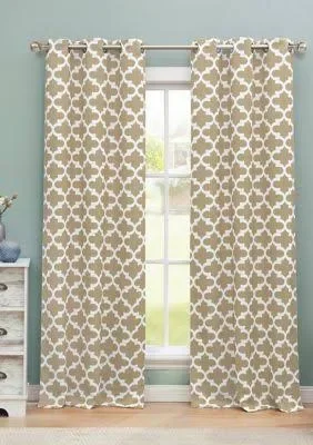 Blackout 365 Taupe Kyra Geometric Blackout Curtain Set