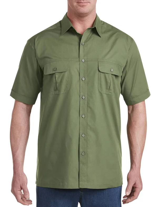 Big & Tall Harbor Bay Short-Sleeve Co-Pilot Sport Shirt - Green - Size 5X, Men's, Size 5XL