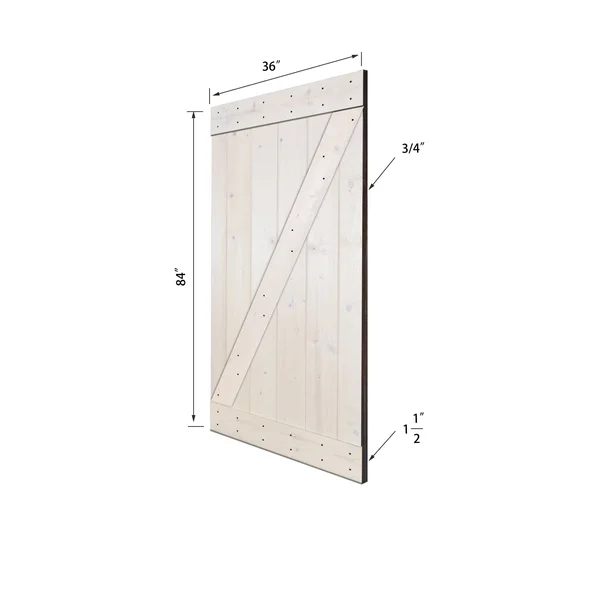 Akicon Paneled Wood Barn Door with Installation Hardware Kit - Z3 Series - 38x22 - Red Oak