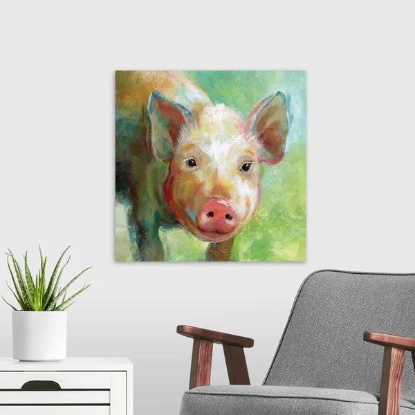 Colorful Quirky Pig, Canvas Wall Art, 20x20, Great Big Canvas