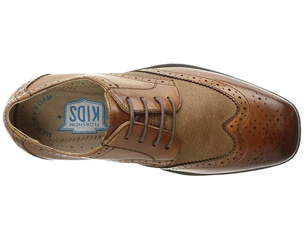 Florsheim Shoes Reveal Jr. Wingtip Oxford Cognac w/Linen Size 2.5