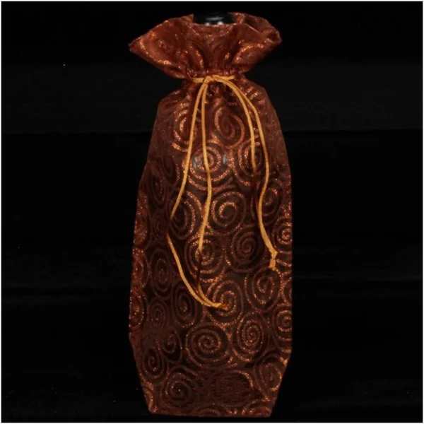 Pack of 6 Swirl Bottle Tie Close Copper Gold Gift Bags 13x22