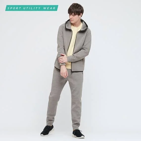 Uniqlo Men's Ultra Stretch Dry Sweat Full-Zip Hoodie, Gray, XL