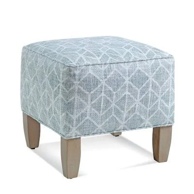 Burke 19.5x22 Square Standard Ottoman Braxton Culler Body Fabric: Brown and Beige Stripe; 0239-94 - Leg Color: Frost White Finish