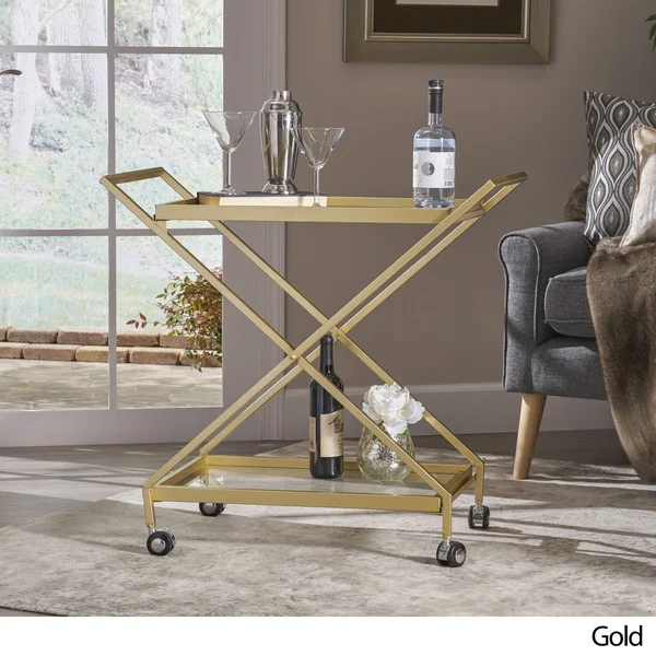 Christopher Knight Home Annika Outdoor Industrial Bar Cart by Gold