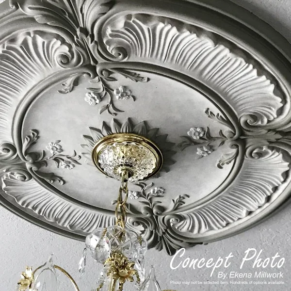26x22OD x 3 3/4x22ID x 1 1/2x22P Attica with Rose Ceiling Medallion (Fits Canopies Up to 4 1/2x22) - Hand-Painted Pearl White