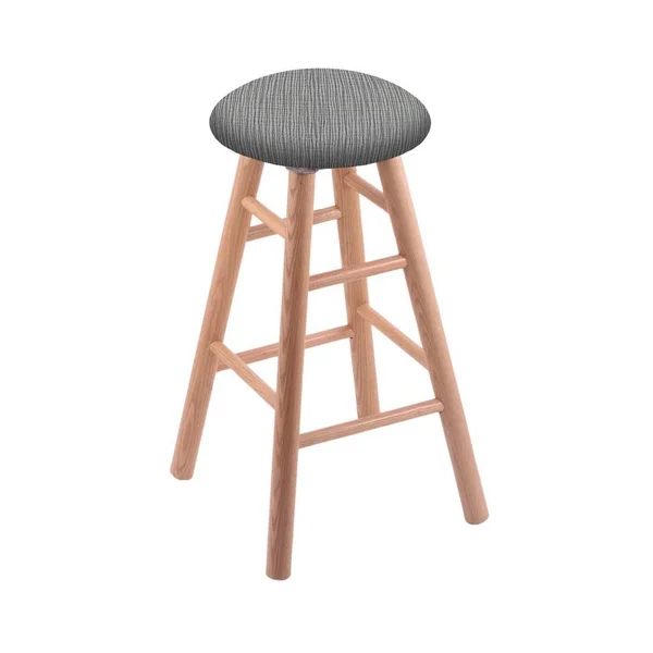 Holland Bar Stool Oak Round Cushion 24x22 Swivel Counter Stool with Smooth Legs, Natural Finish, and Graph Alpine Seat