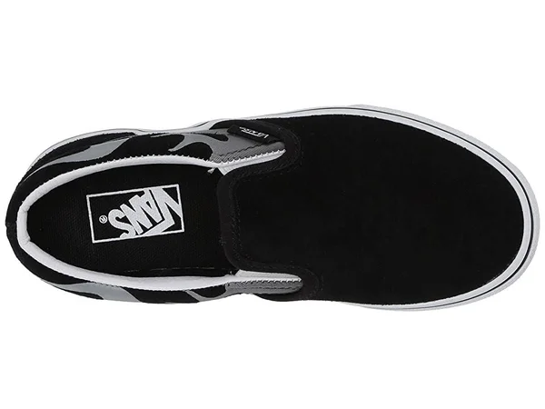Vans Kids Suede Flame Slip-On (Black/True White) 11.5 Kids