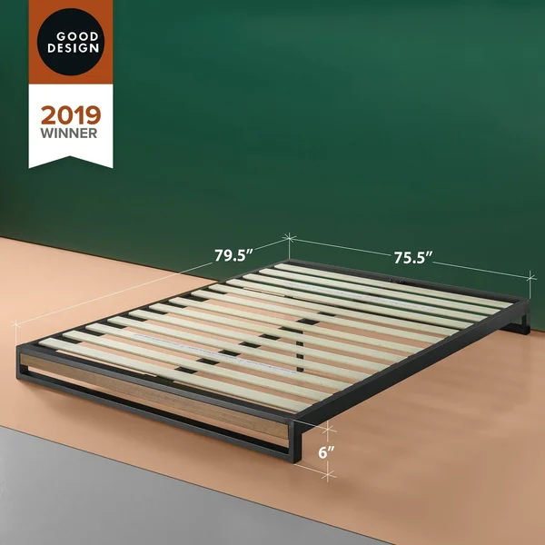 Priage by Zinus Good Design Winner 6 inch Brown Metal and Wood Platforma Bed - King