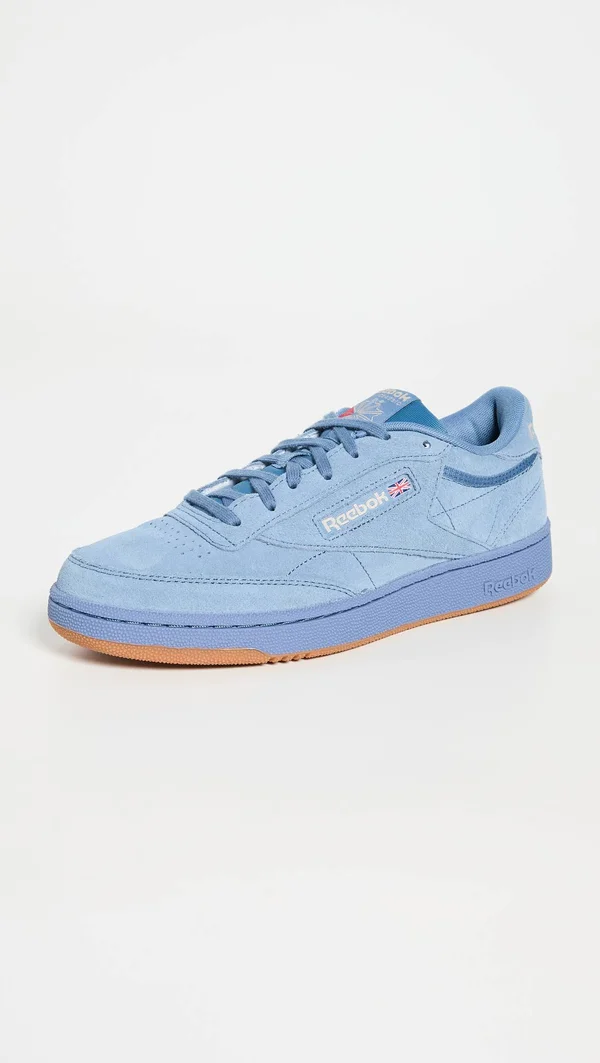 Reebok Club C 85 Blue Slate/Modern Beige/Gum Men's Shoes, Light Blue, Size: 10.5, Leather