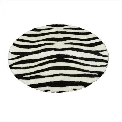 Walk on Me Rugs Black/White Faux Zebra Skin Bold Stripe Rug (4'7 x 6'7)