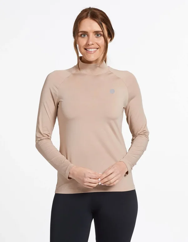UPF 50+ Sun Protective Turtleneck Base Layer for Women - Solbari Silver