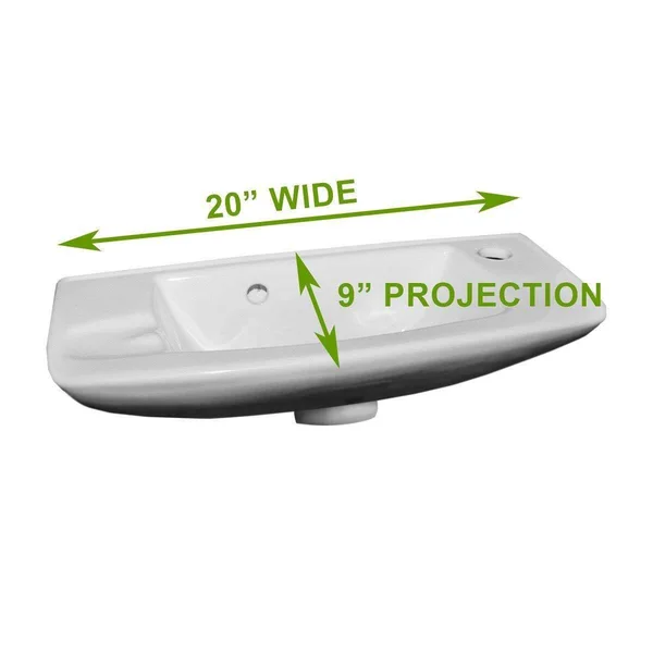 Small Bathroom Wall Mount Sink with Overflow - White
