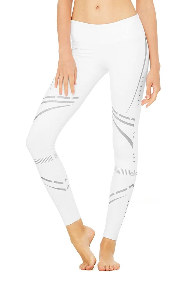 Alo Airbrush Yoga Leggings - White Reflective Chakra - M A1378090