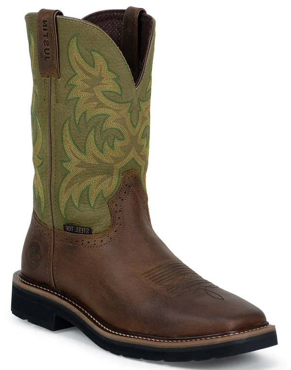 Justin Men's Stampede Driller Brown Work Boots - Steel Toe